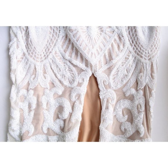 Nookie Mon Cherie Sequin Gown White Size Medium - Picture 7 of 11